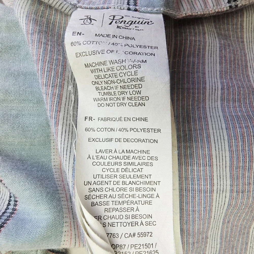 Original Penguin Mens Heritage Slim Fit Striped Short Sleeve Button Up Shirt S - Picture 8 of 11
